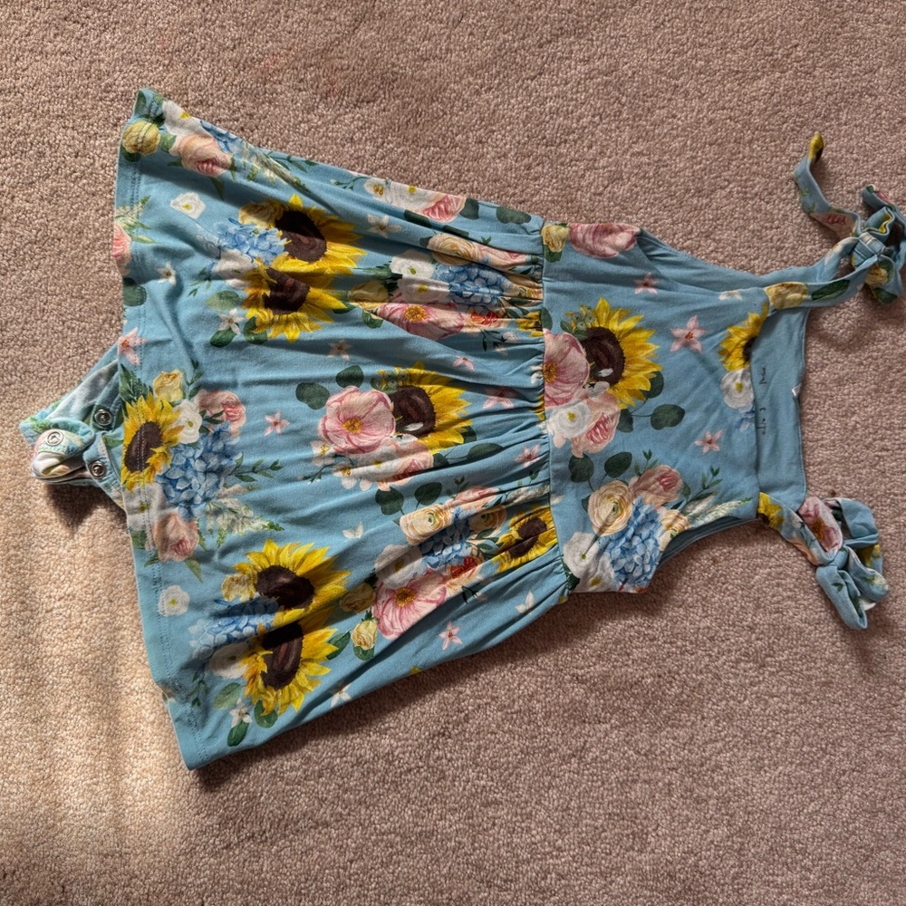 Posh Peanut Blue Floral Kids Dress